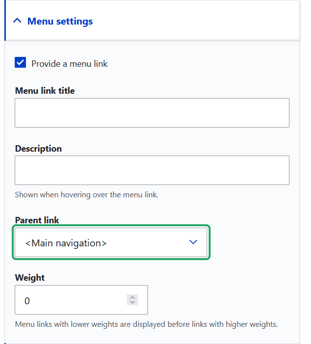 Menu Settings